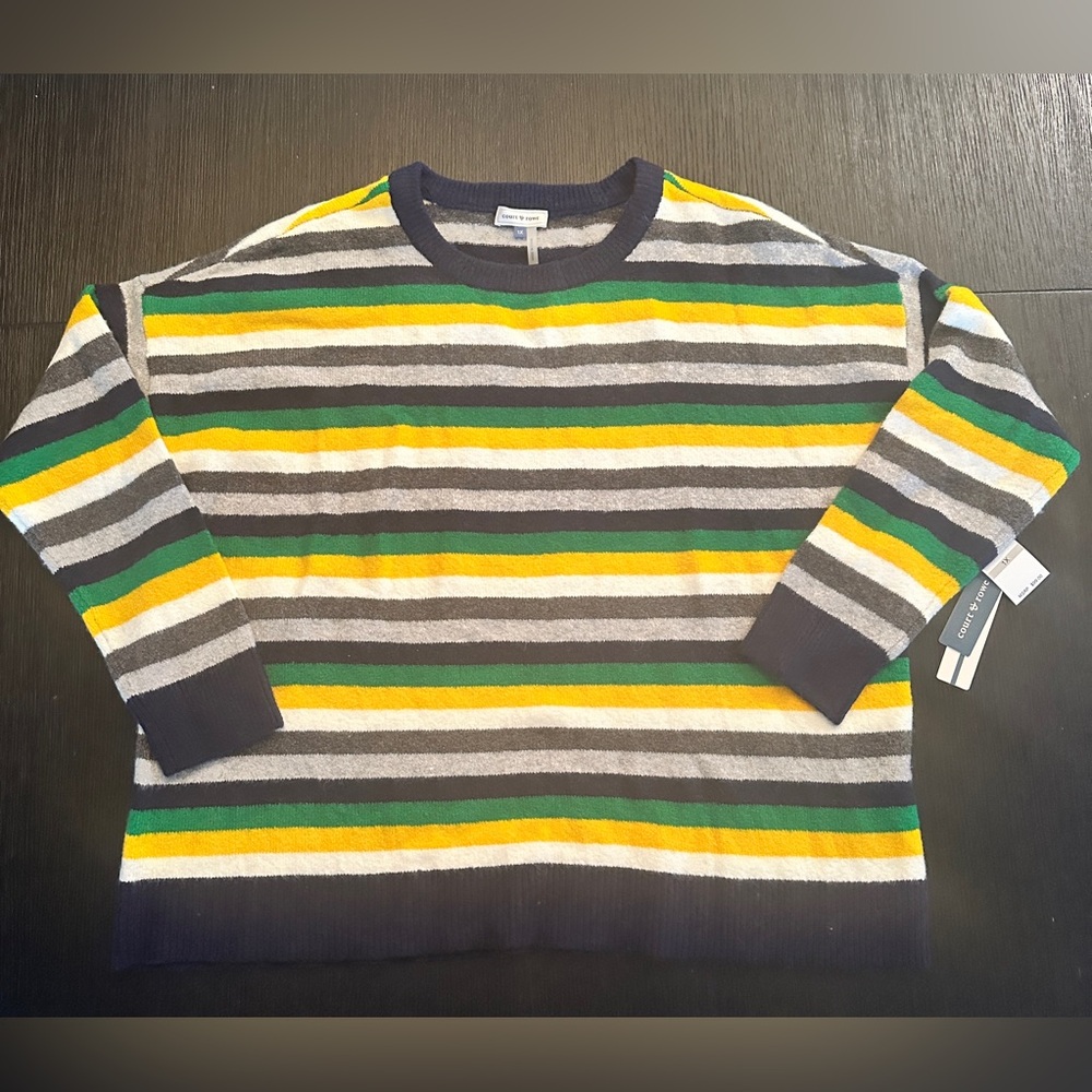 Striped Sweater in Yellow, Green, and Navy